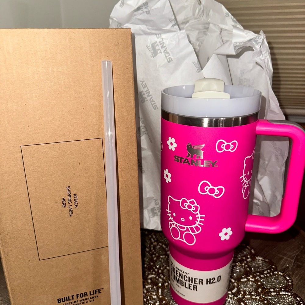 NWT Neon Pink with White  Hello Kitty design Tumbler